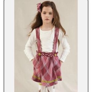Matilda Jane Heart to Heart You & Me Brushed Flannel Overall Plaid Skirt Size 6